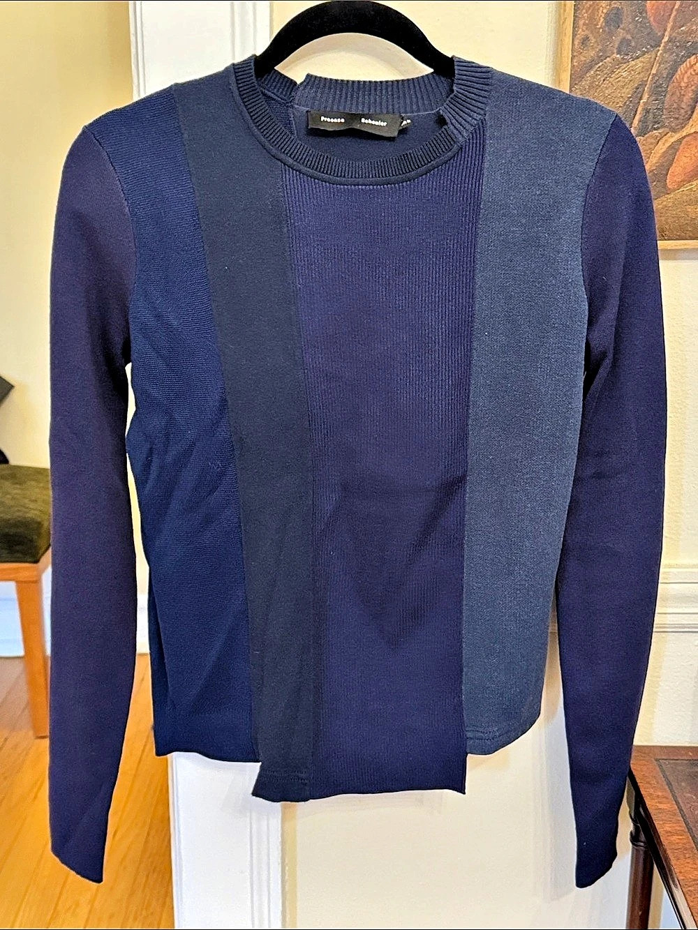 Proenza Schouler Color Block Crew Neck Blue Sweater